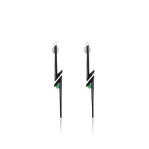 Teardrop And CZ Edgy Angular Enamel Drop Earrings