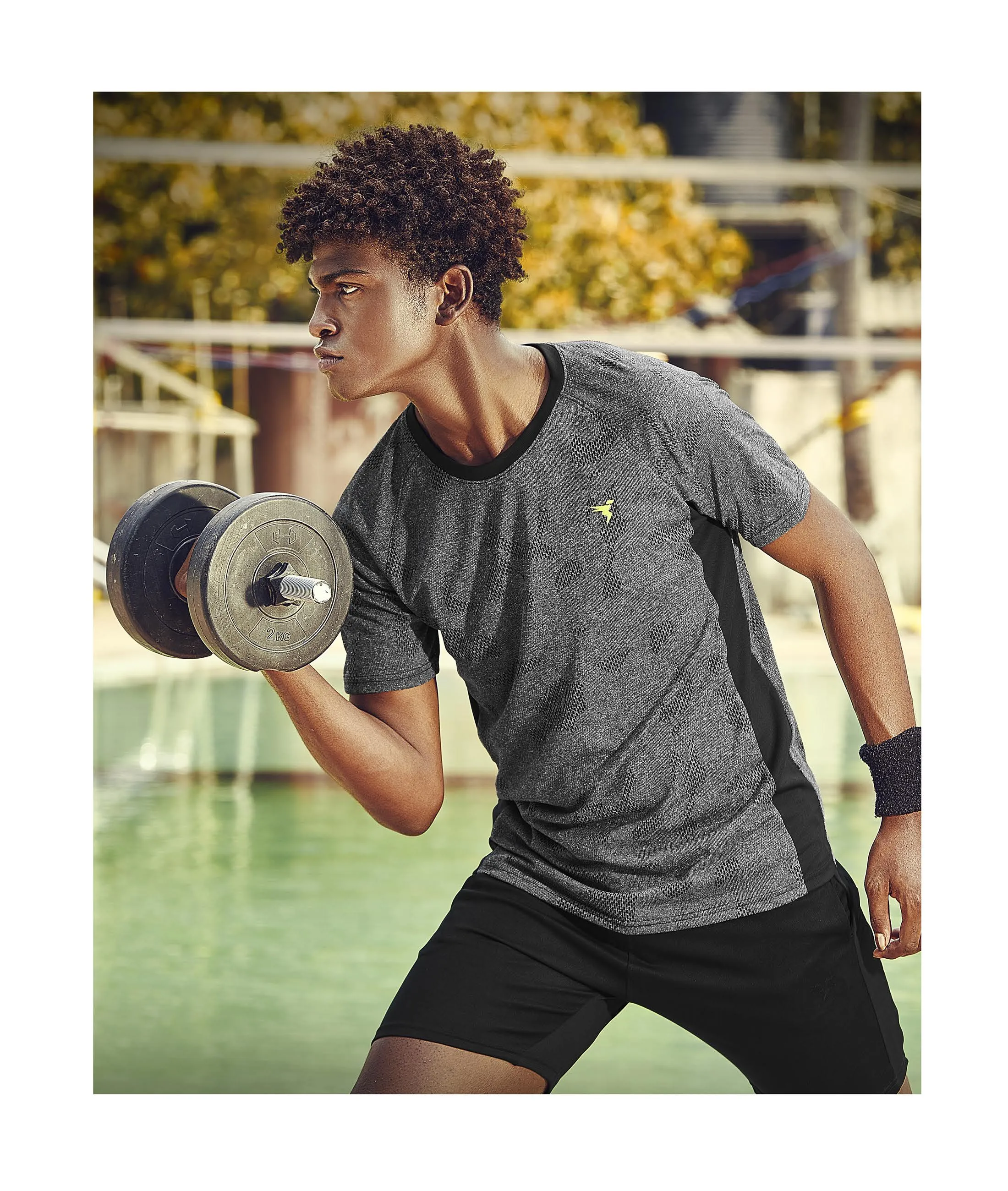 TechnoSport Crew Neck Half Sleeve Dry Fit T Shirt for Men OR-50 (DarkGrey/Black)
