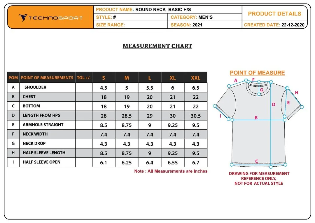 TechnoSport Crew Neck Half Sleeve Dry Fit T Shirt for Men OR-60 (Maroon)