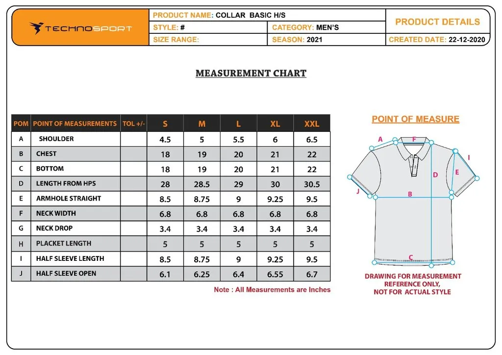 TechnoSport Polo Neck Half Sleeve Dry Fit T Shirt for Men OR-11 (Red)