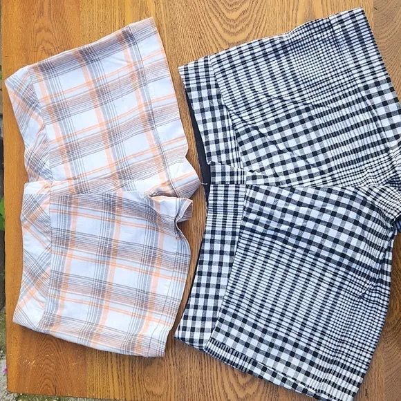 TEEN JUNIOR Girl, Sz M, Summer, Spring, Vacation, Plaid, Khaki, Jean Mini Shorts