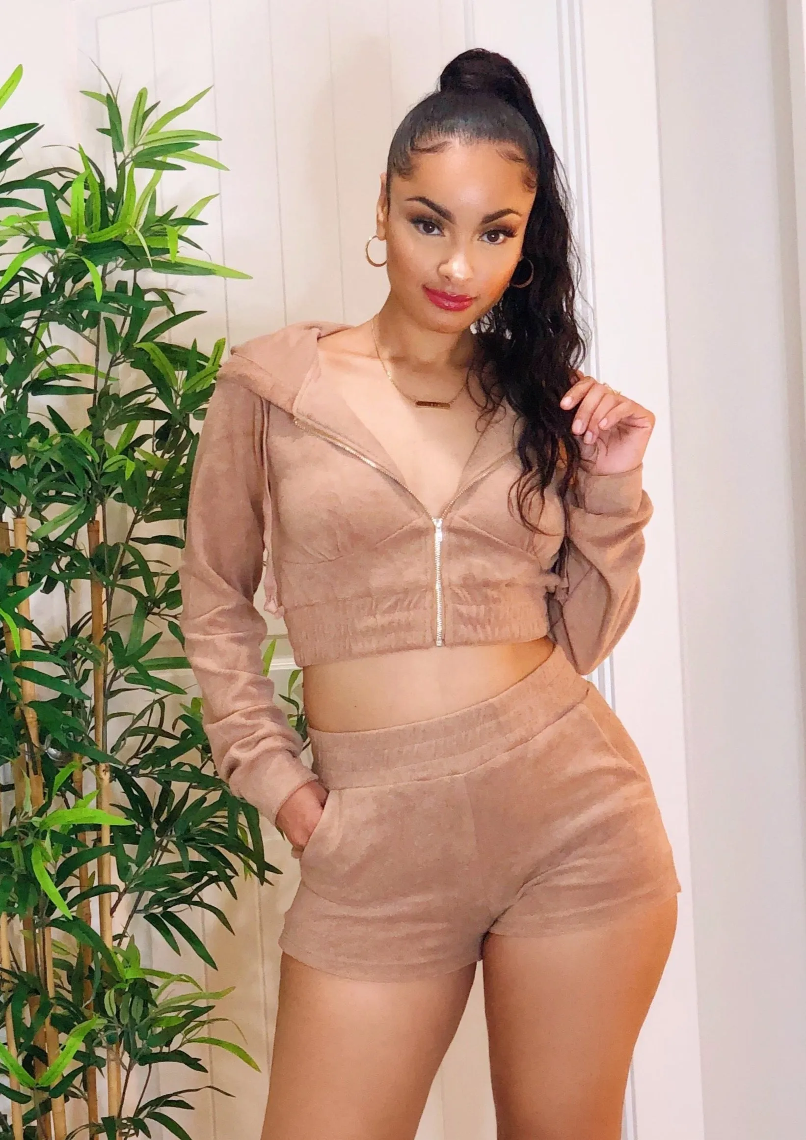 Terry Hoodie Zip-Up (Taupe)