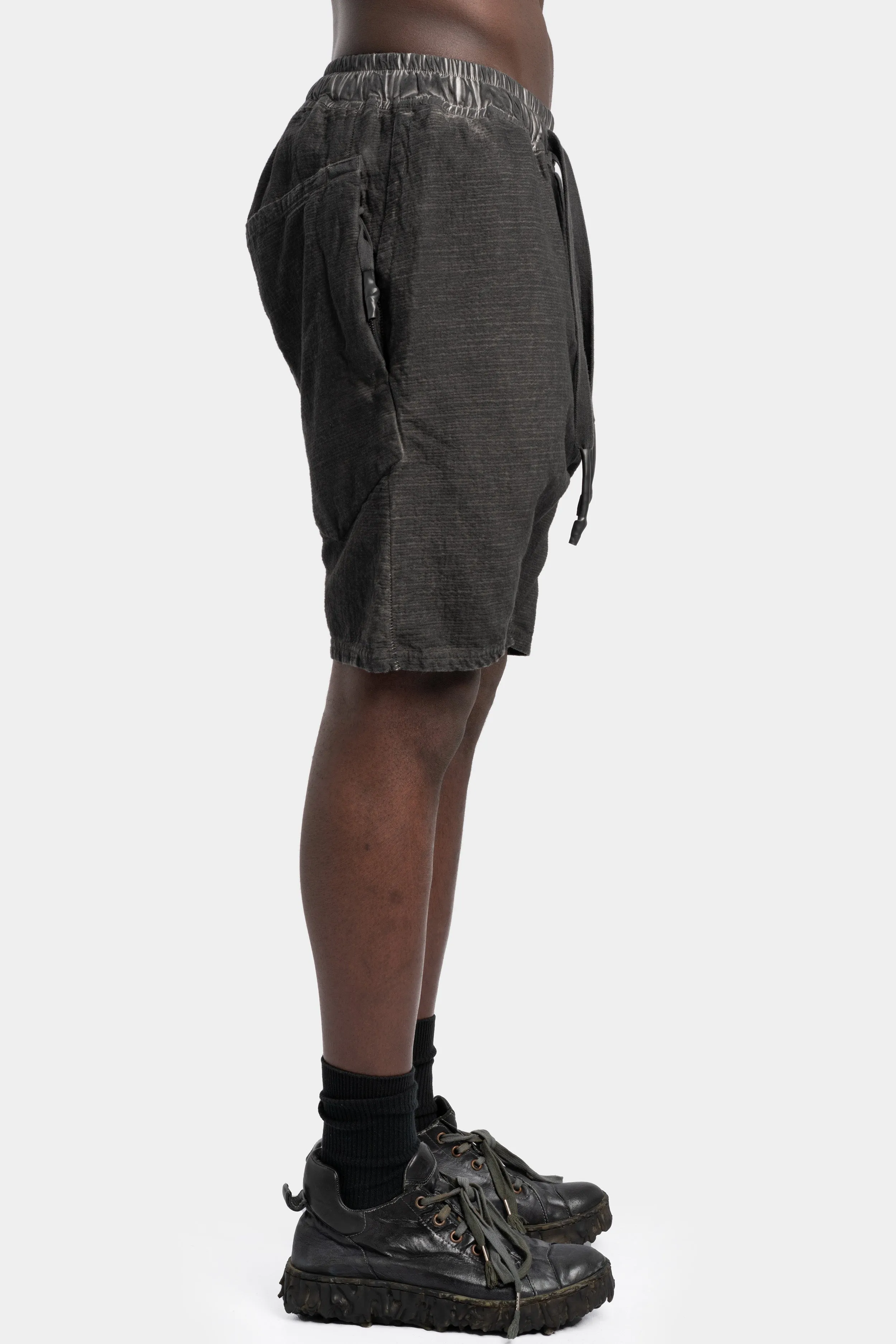 Textured cotton shorts, Plomb