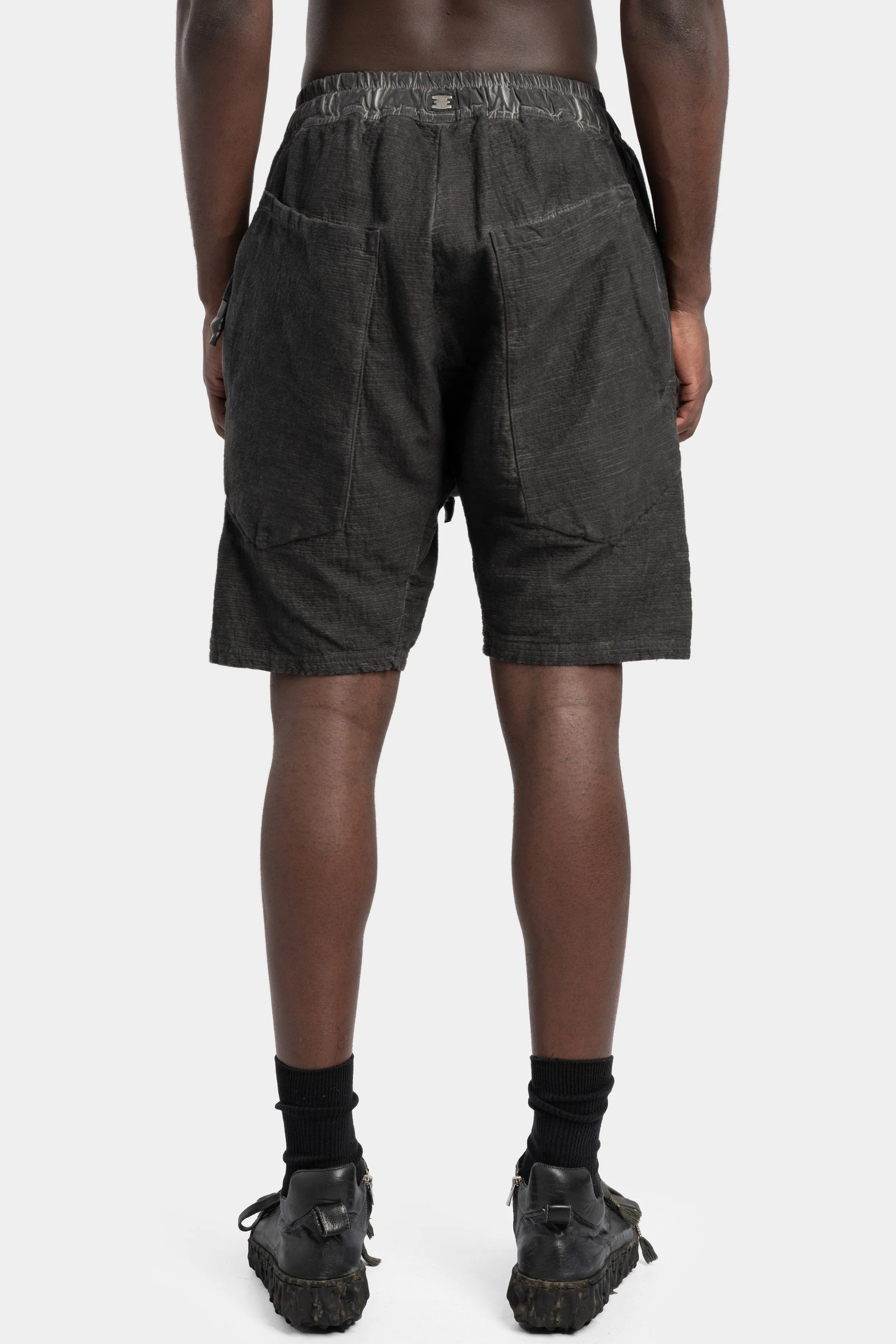 Textured cotton shorts, Plomb