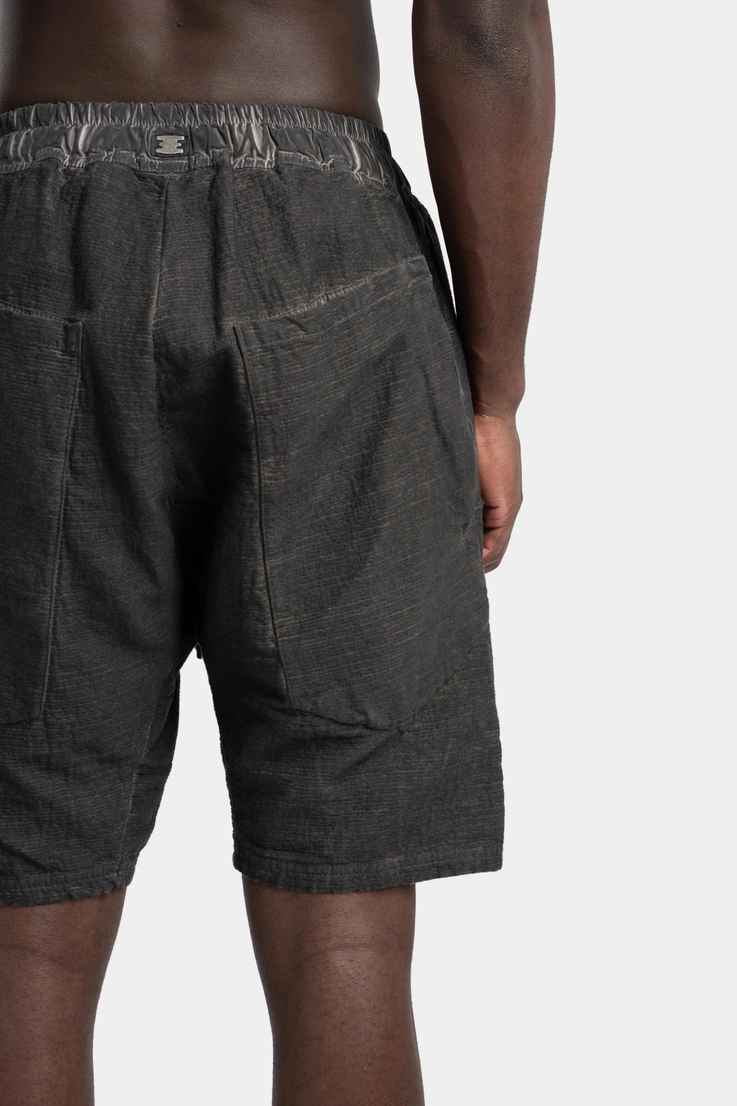 Textured cotton shorts, Plomb