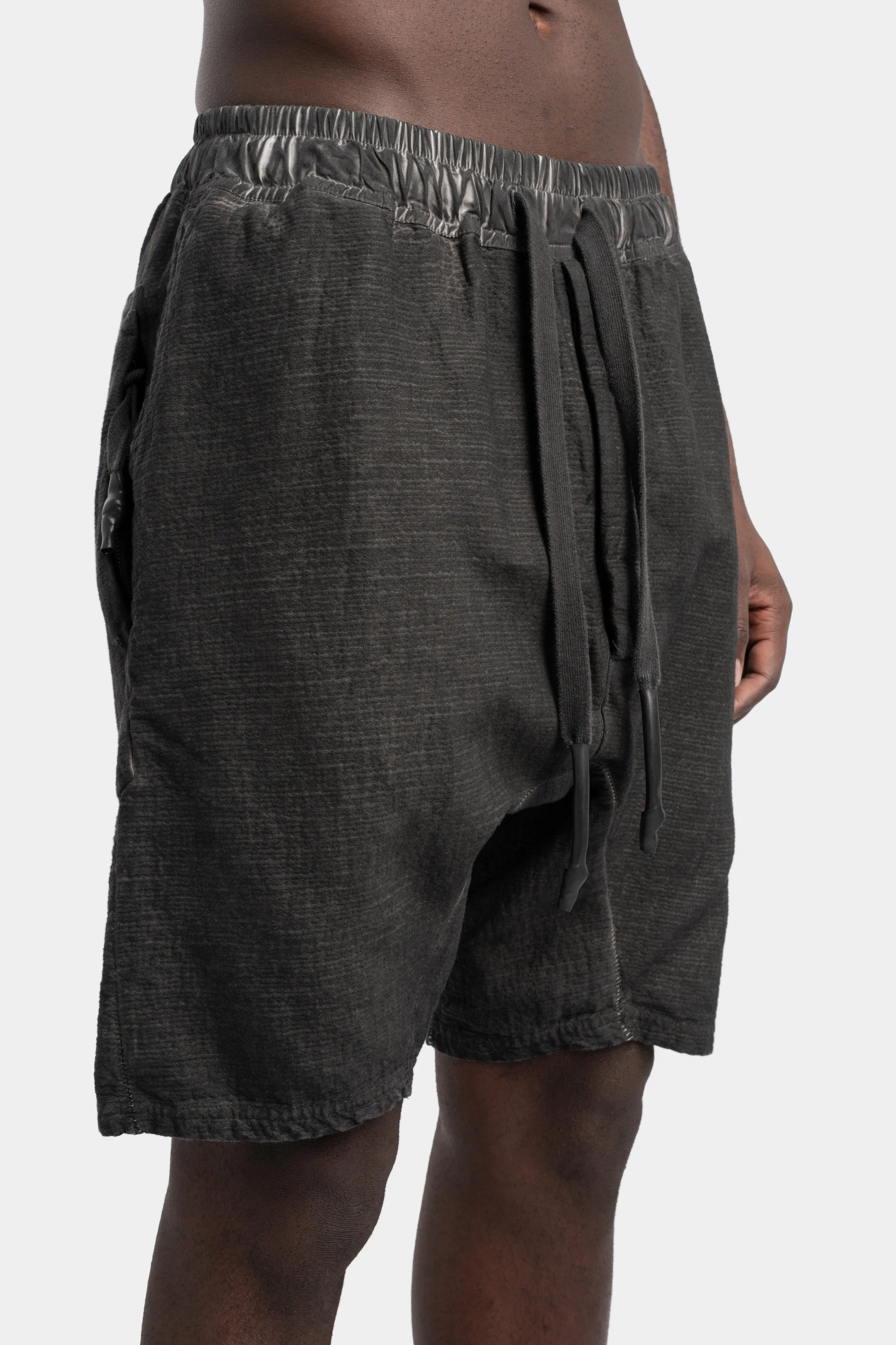 Textured cotton shorts, Plomb