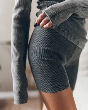 The Dark Ribbed Biker Shorts
