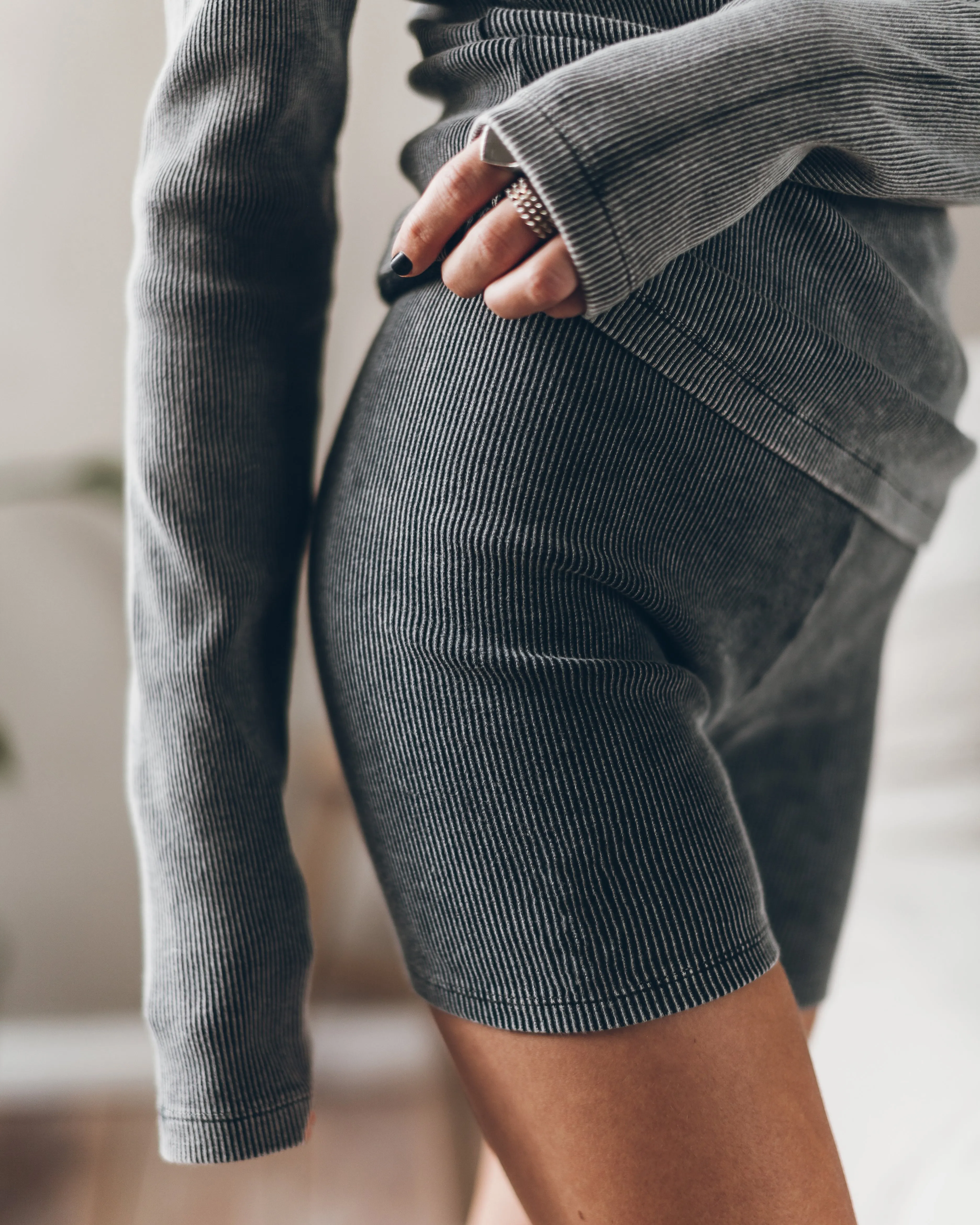 The Dark Ribbed Biker Shorts