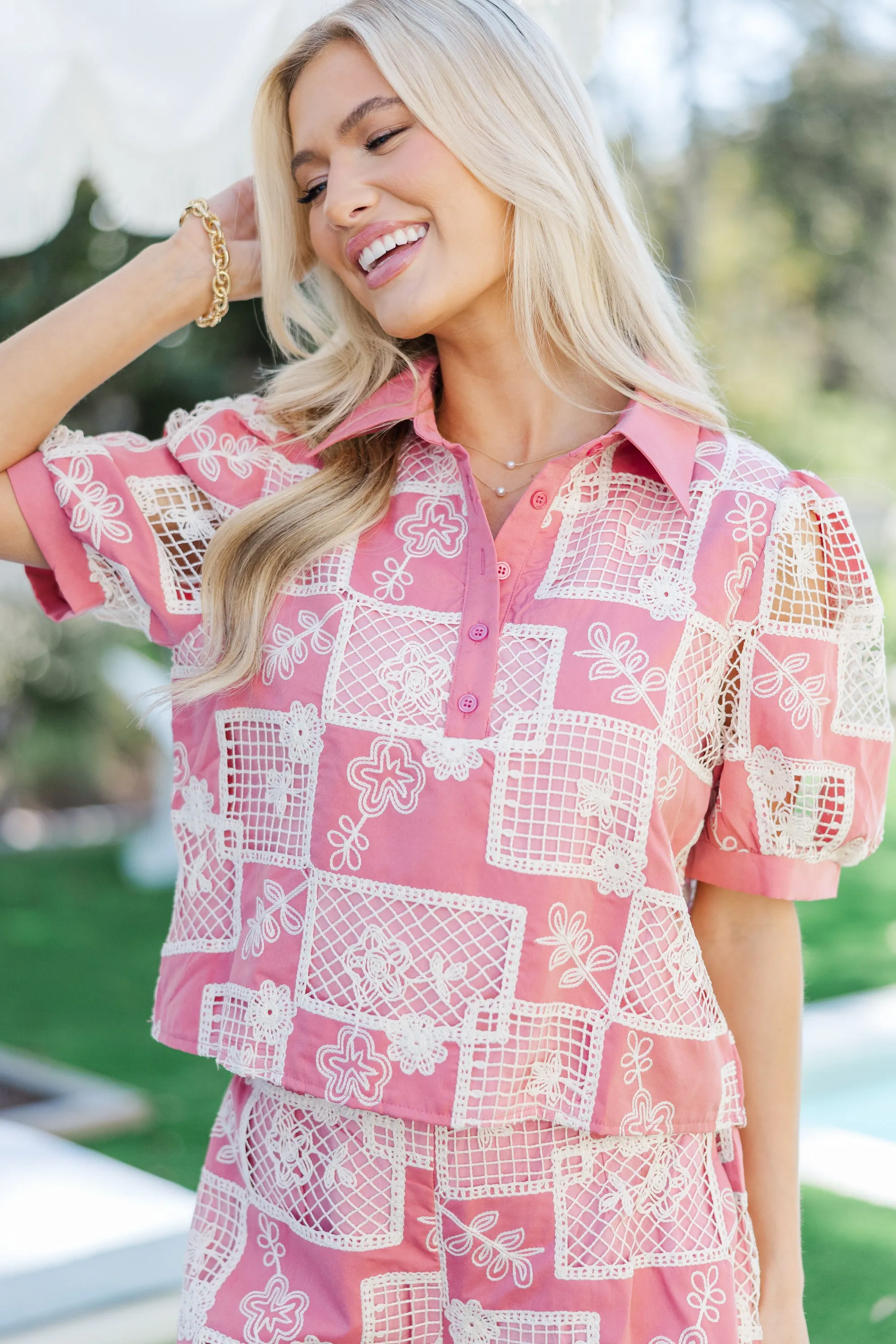 The Memories Mauve Eyelet Shorts Set