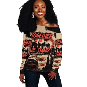 Together We Stand African American Off Shoulder Sweater Important Milestones History Vintage DT03