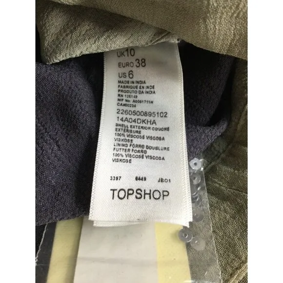 Topshop Embellished Sequin Tie Dye Shorts Pockets Women Size 6
