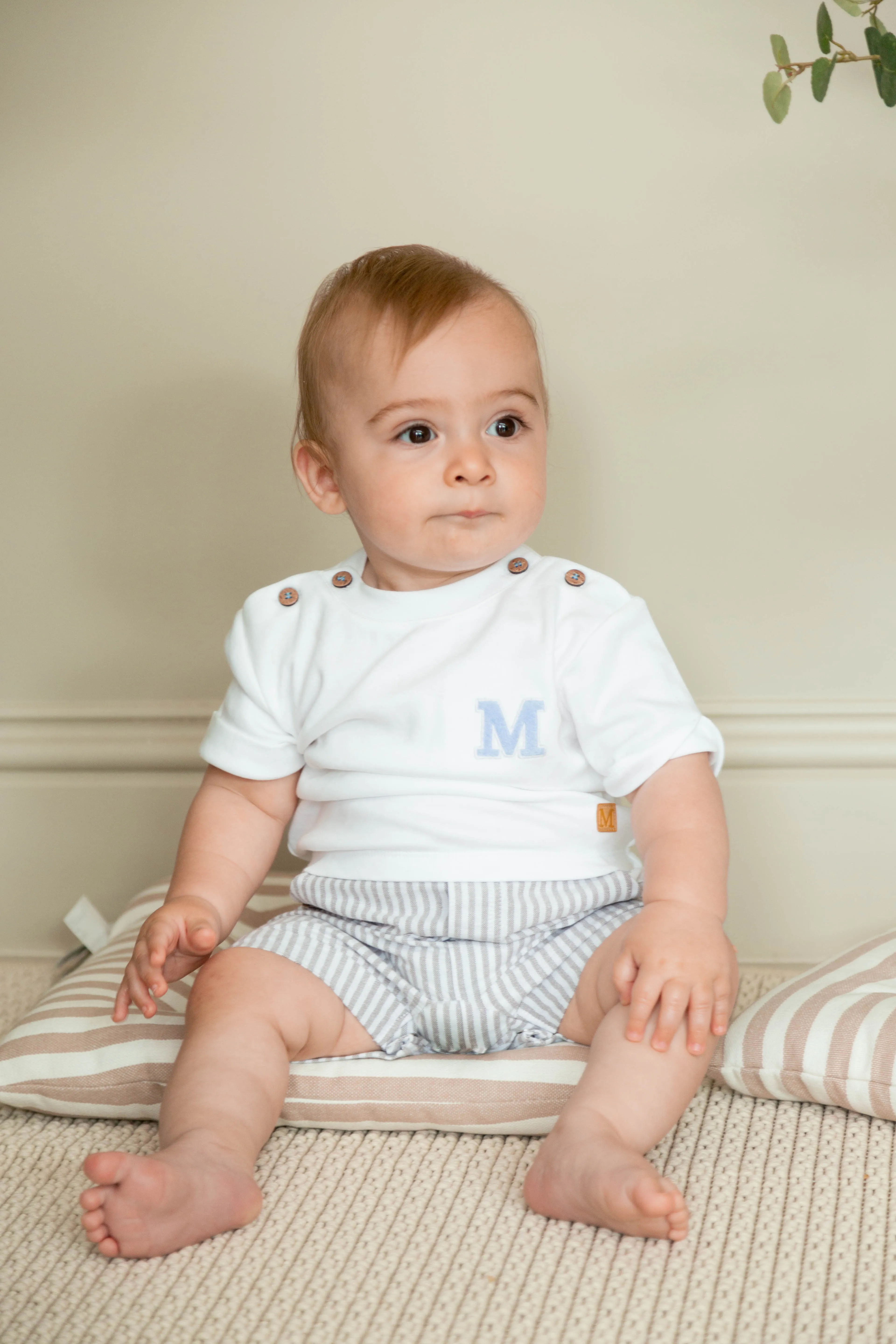 TRADESHOW MB6315C / MB6315D  Greige Pinstripe T-Shirt & Short Set (Copy)