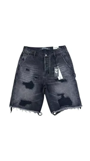 TRNCHS "JENEEN" BLACK WASH DENIM SHORTS