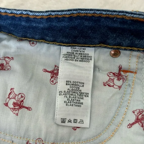 True Religion Keira Mid Rise Cutoff Denim Shorts Size 34