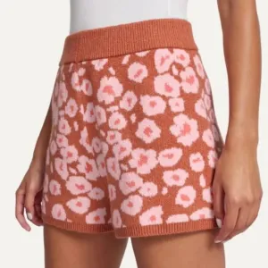 UGG Shaina Knit Short Sz L Floral Loungewear Soft Cozy Sweater Shorts