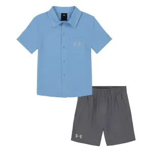 Under Armour Boy UA Woven Shirt & Shorts Set - Carolina Blue