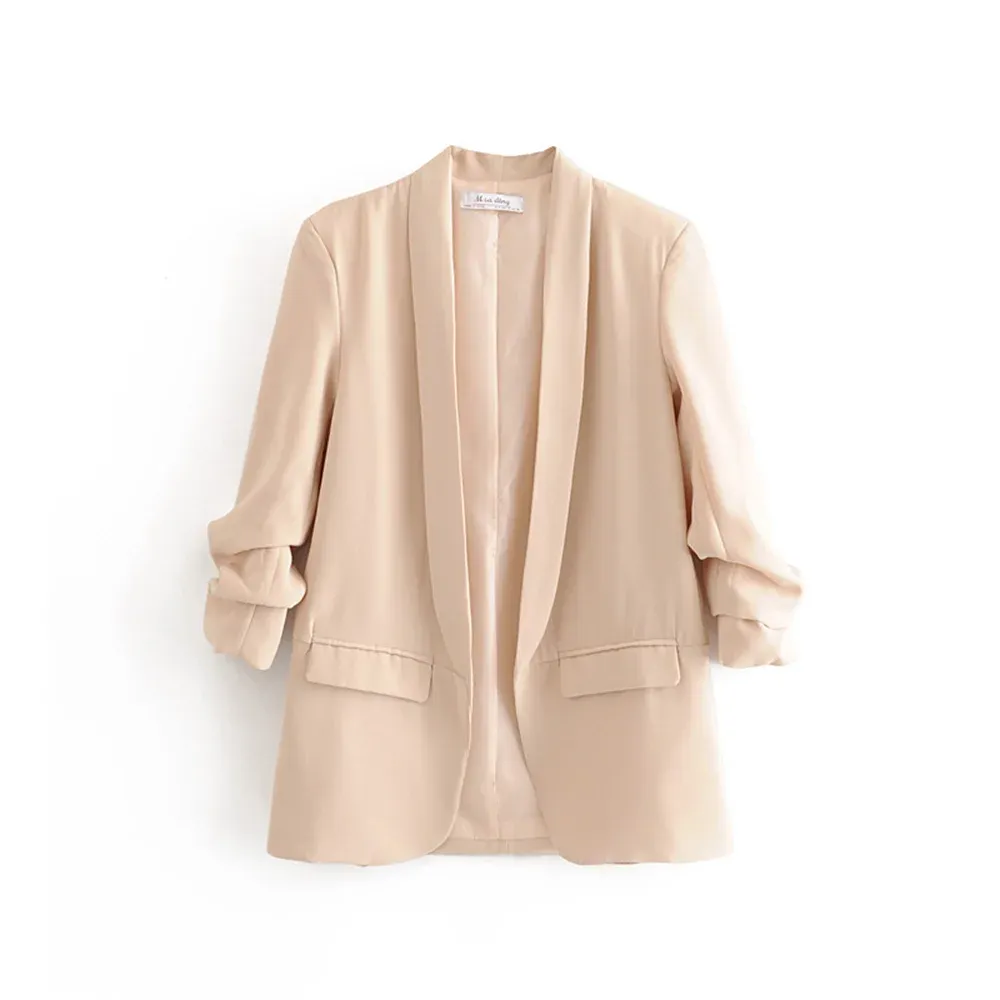 Urban Leisure Versatile Candy Women's Pleated Sleeve Blazer