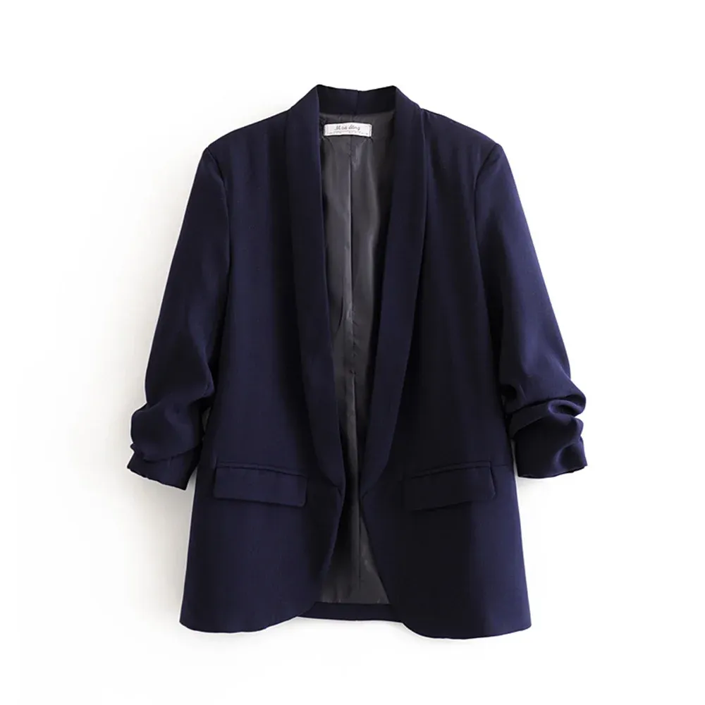 Urban Leisure Versatile Candy Women's Pleated Sleeve Blazer
