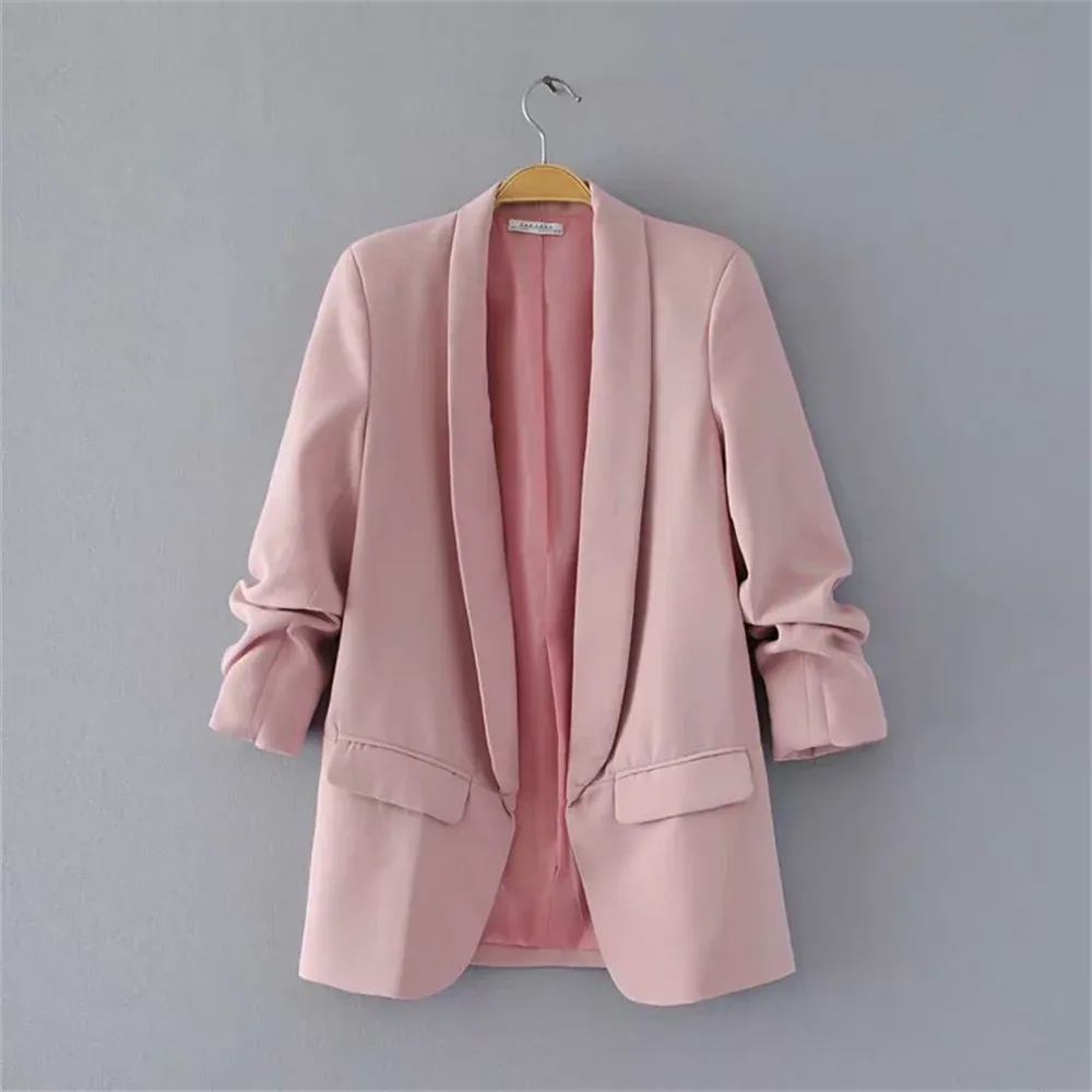 Urban Leisure Versatile Candy Women's Pleated Sleeve Blazer