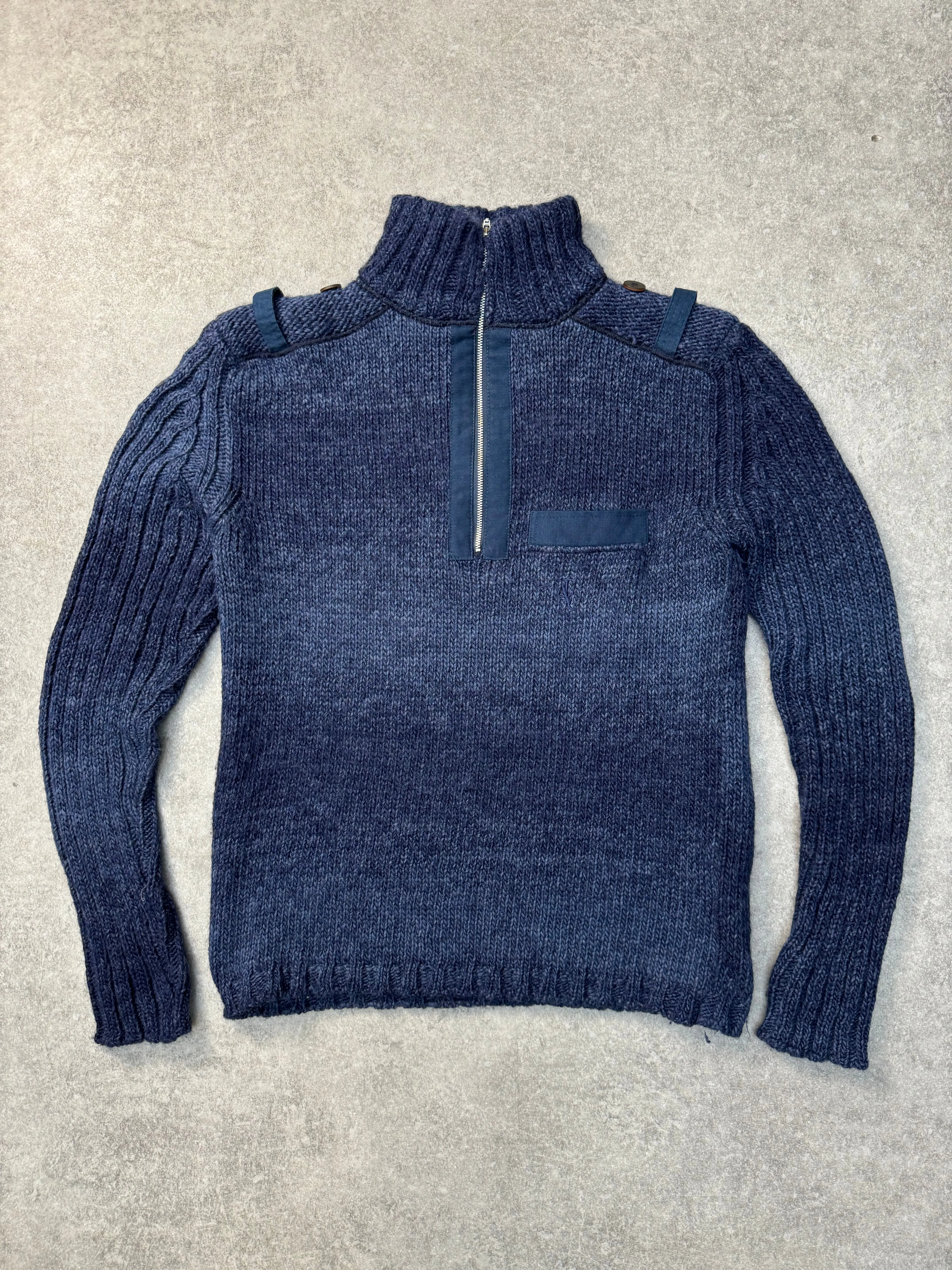 Versace Logo Qualter-Zip Wool Blend Sweater