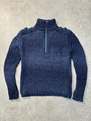 Versace Logo Qualter-Zip Wool Blend Sweater