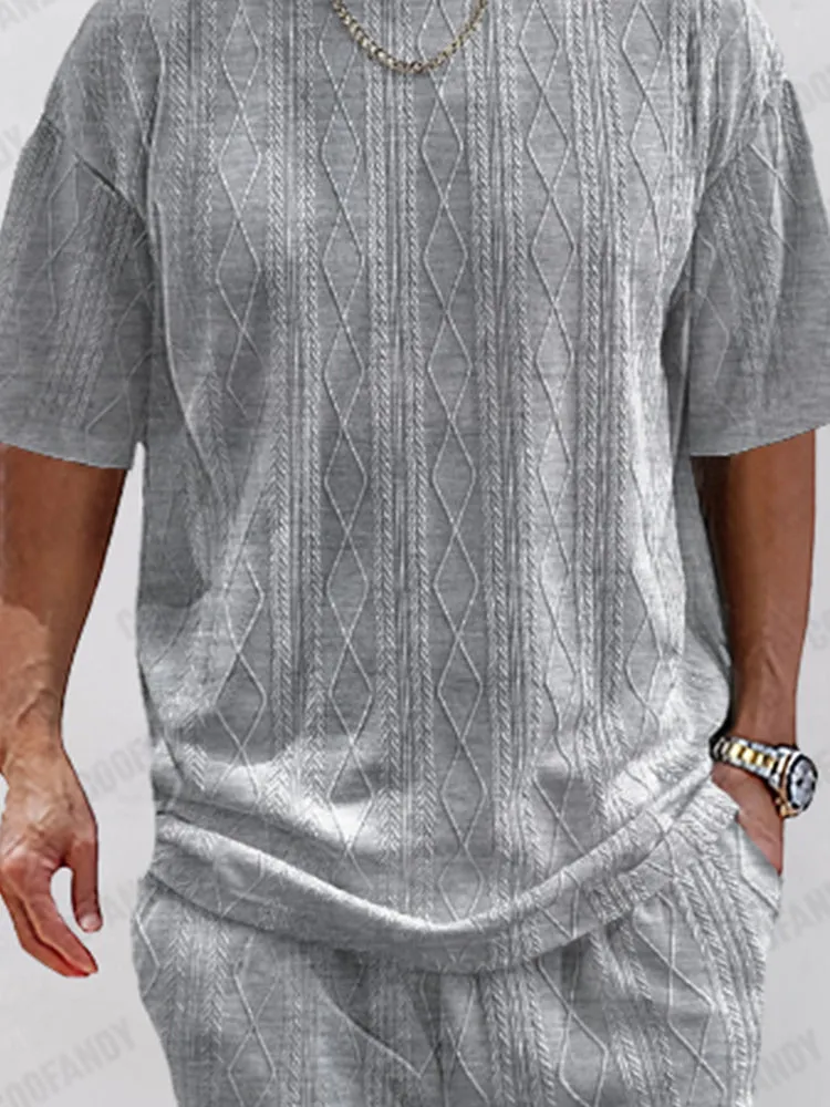 Versatile Breathable Knit Jacquard Casual Set