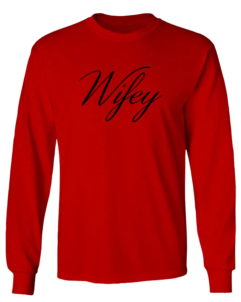 VICES AND VIRTUESS Letter Printed Wifey Couple Wedding Hubby Matching Bride mens Long sleeve t shirt