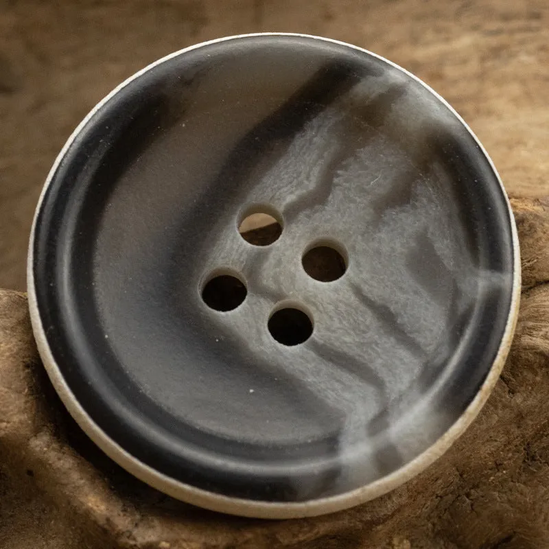 Vintage Burnt-Edge Black-Gray Textured Urea Buttons 30 Pack