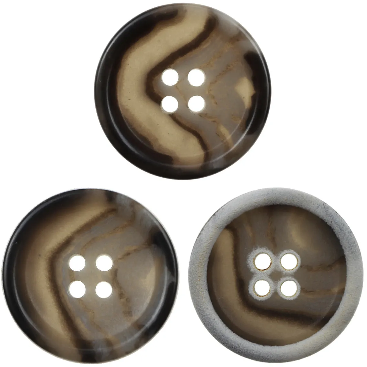 Vintage Burnt-Edge Black-Gray Textured Urea Buttons 30 Pack
