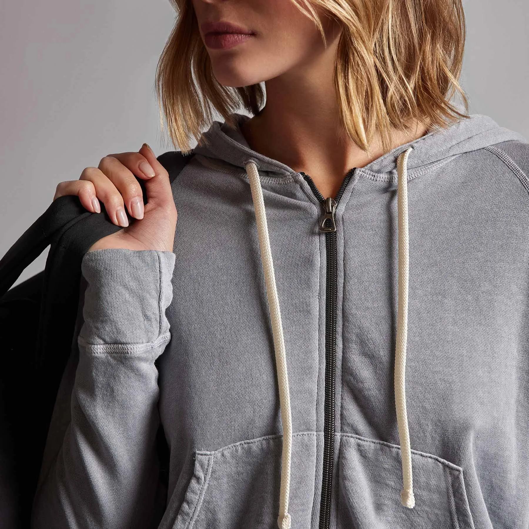 Vintage French Terry Zip Up Hoodie - Breeze Pigment