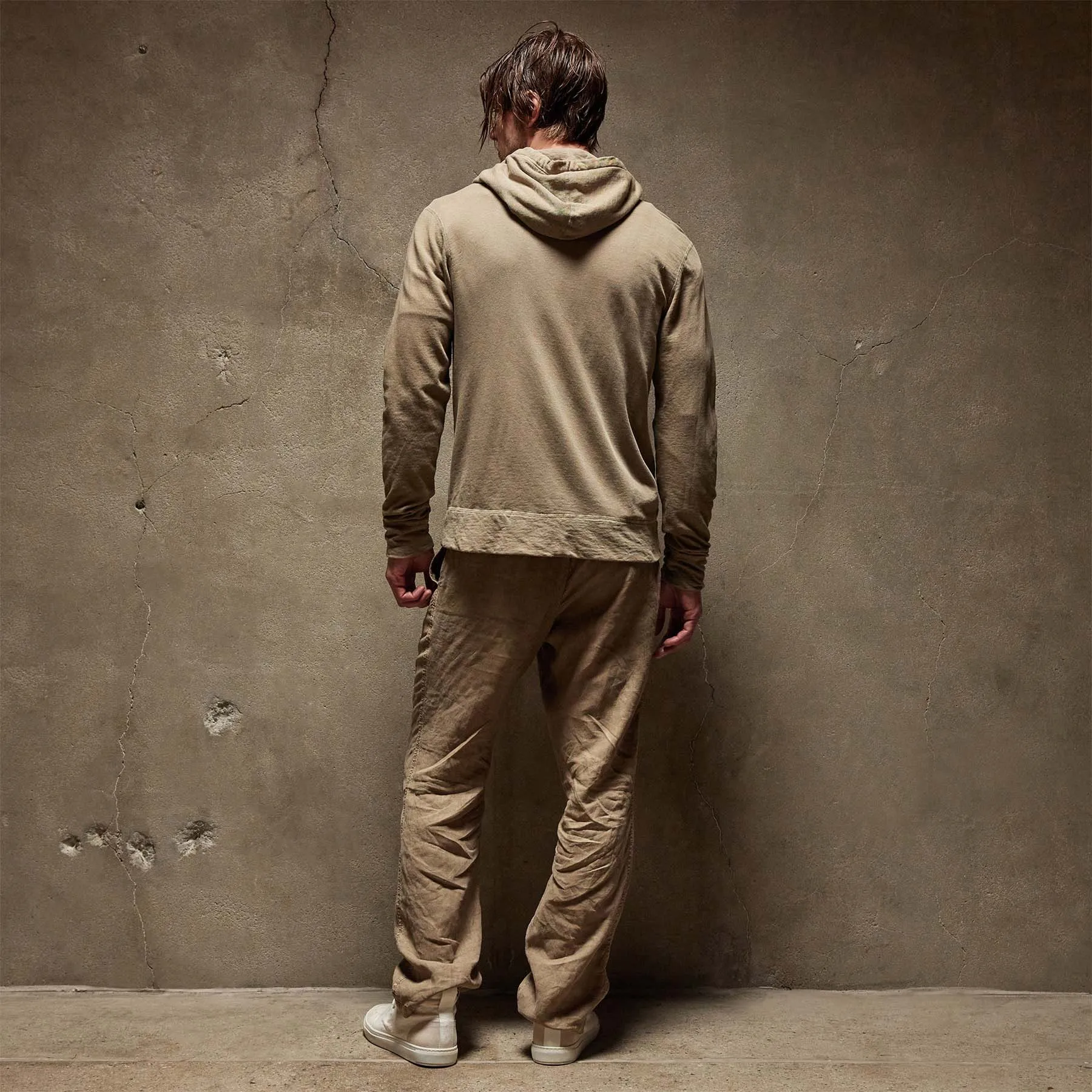 Vintage French Terry Zip Up Hoodie - Cashew Pigment