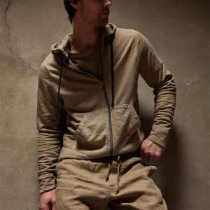 Vintage French Terry Zip Up Hoodie - Cashew Pigment