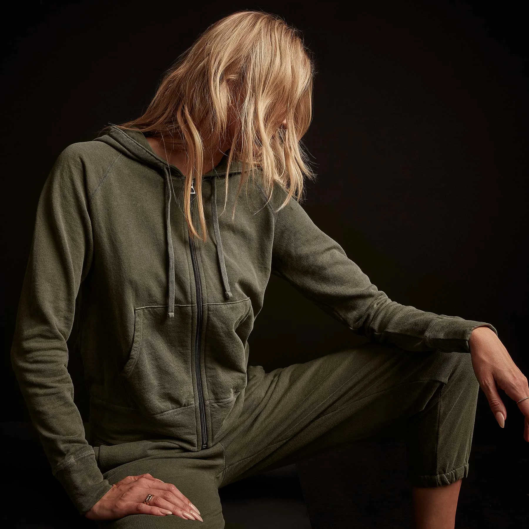 Vintage French Terry Zip Up Hoodie - Old Whiskey Pigment