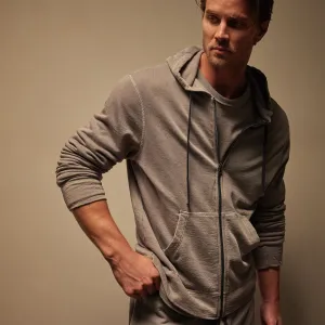 Vintage French Terry Zip Up Hoodie - Silver Grey Pigment