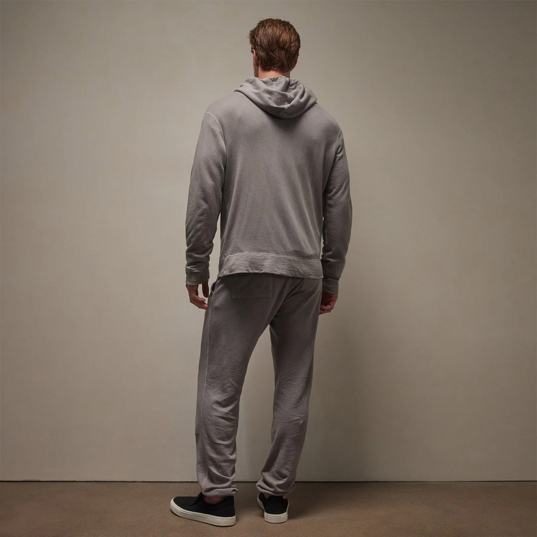 Vintage French Terry Zip Up Hoodie - Silver Grey Pigment
