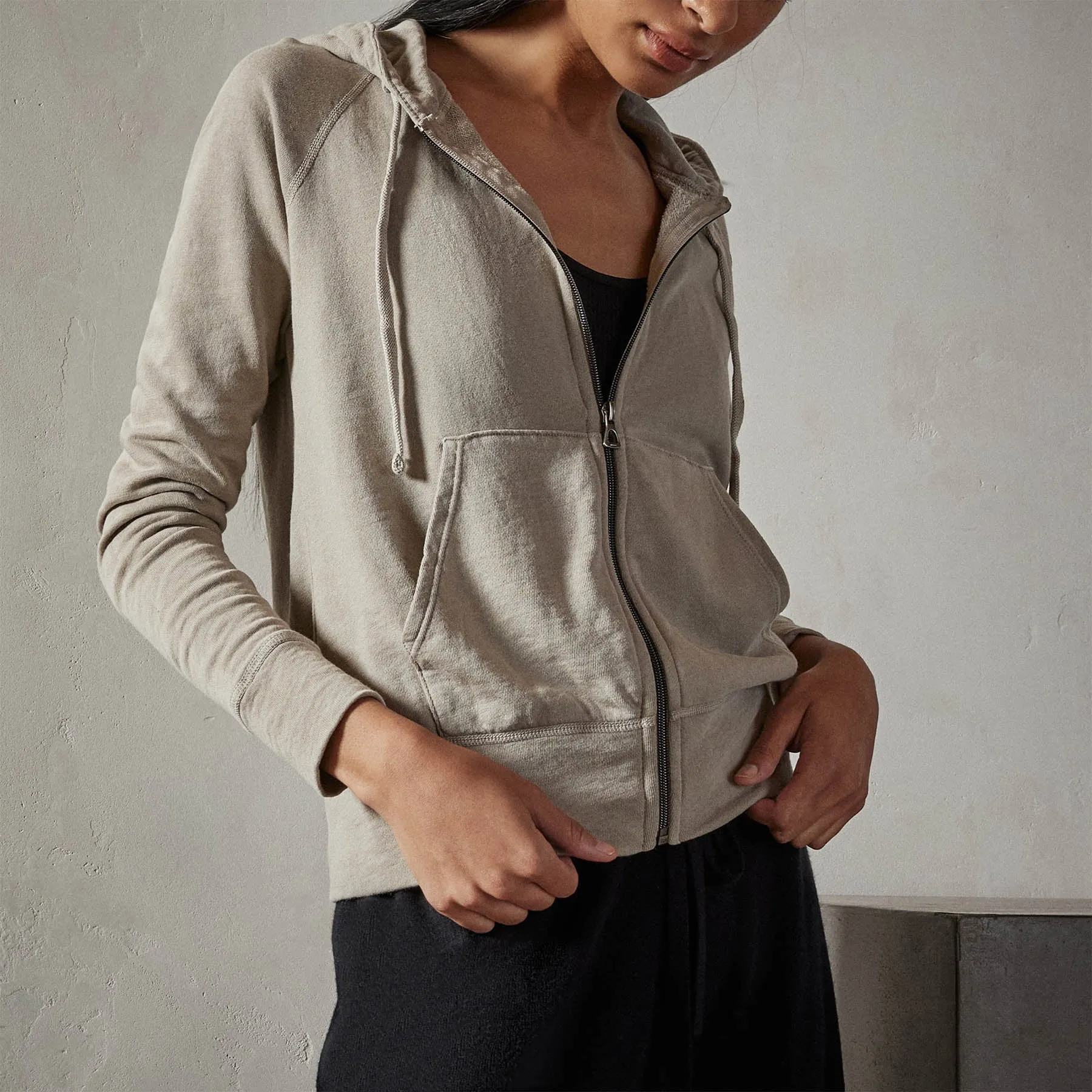 Vintage French Terry Zip Up Hoodie - String Pigment