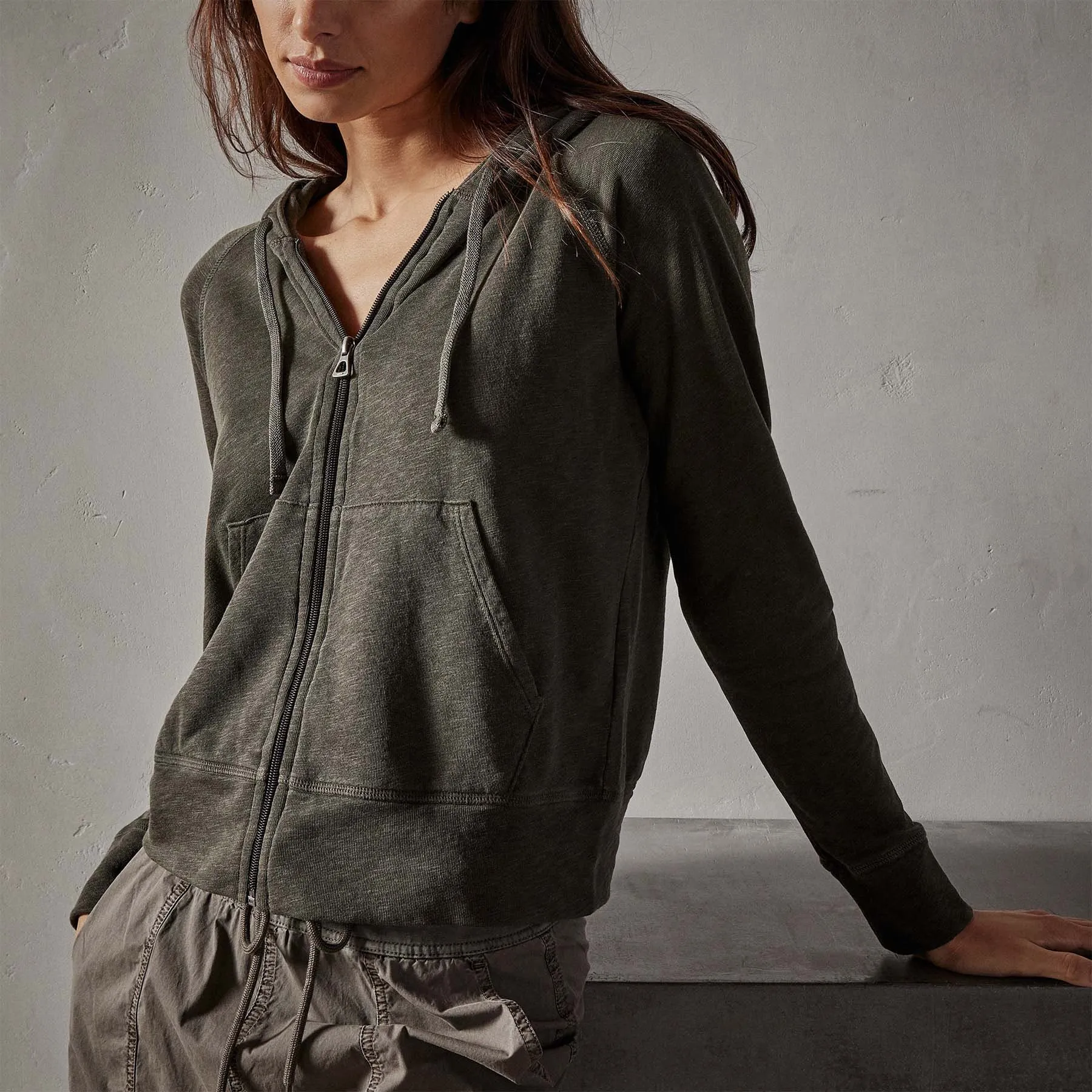 Vintage French Terry Zip Up Hoodie - Tent Pigment