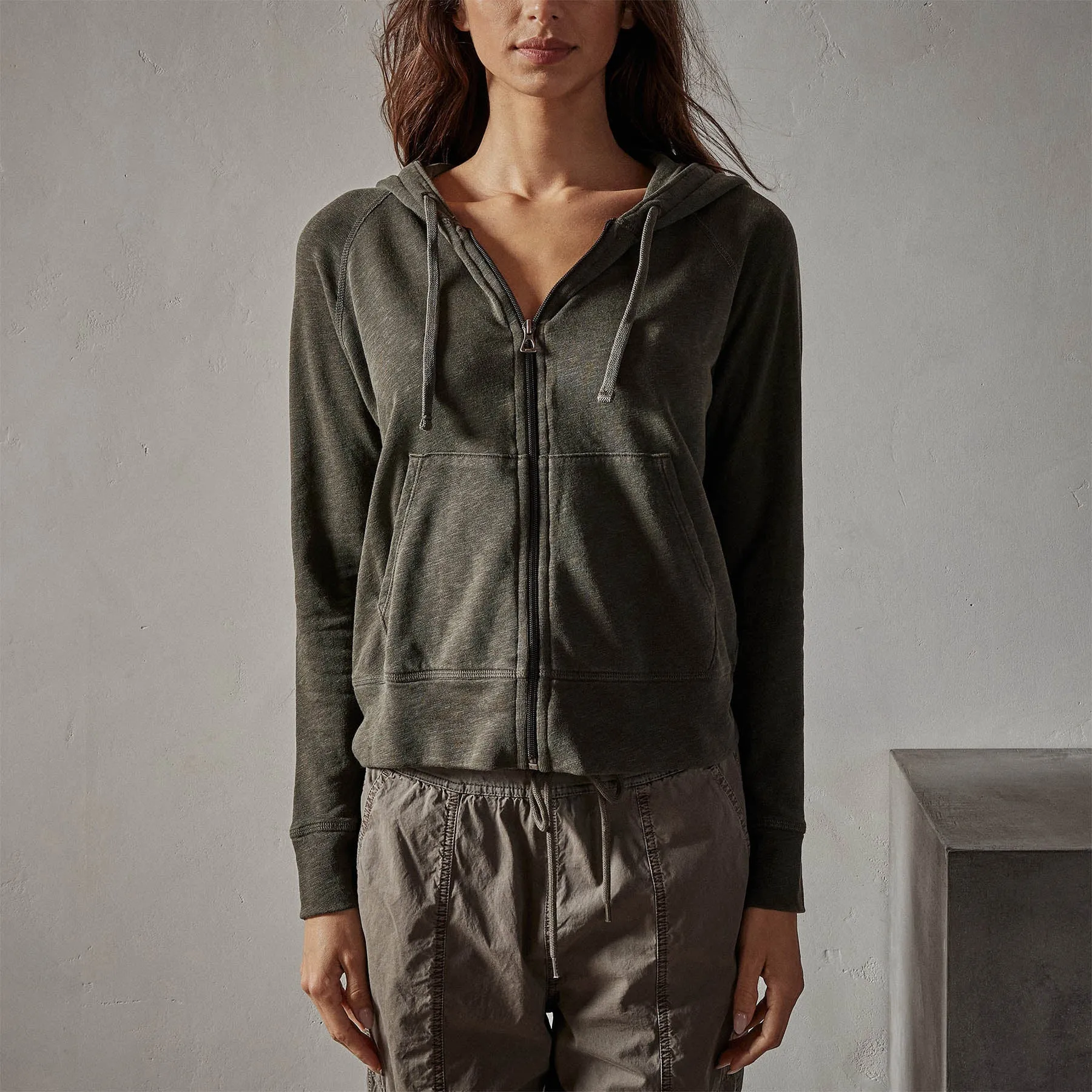 Vintage French Terry Zip Up Hoodie - Tent Pigment