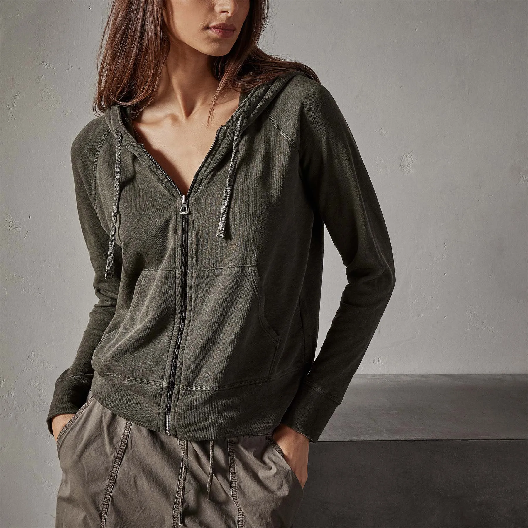 Vintage French Terry Zip Up Hoodie - Tent Pigment