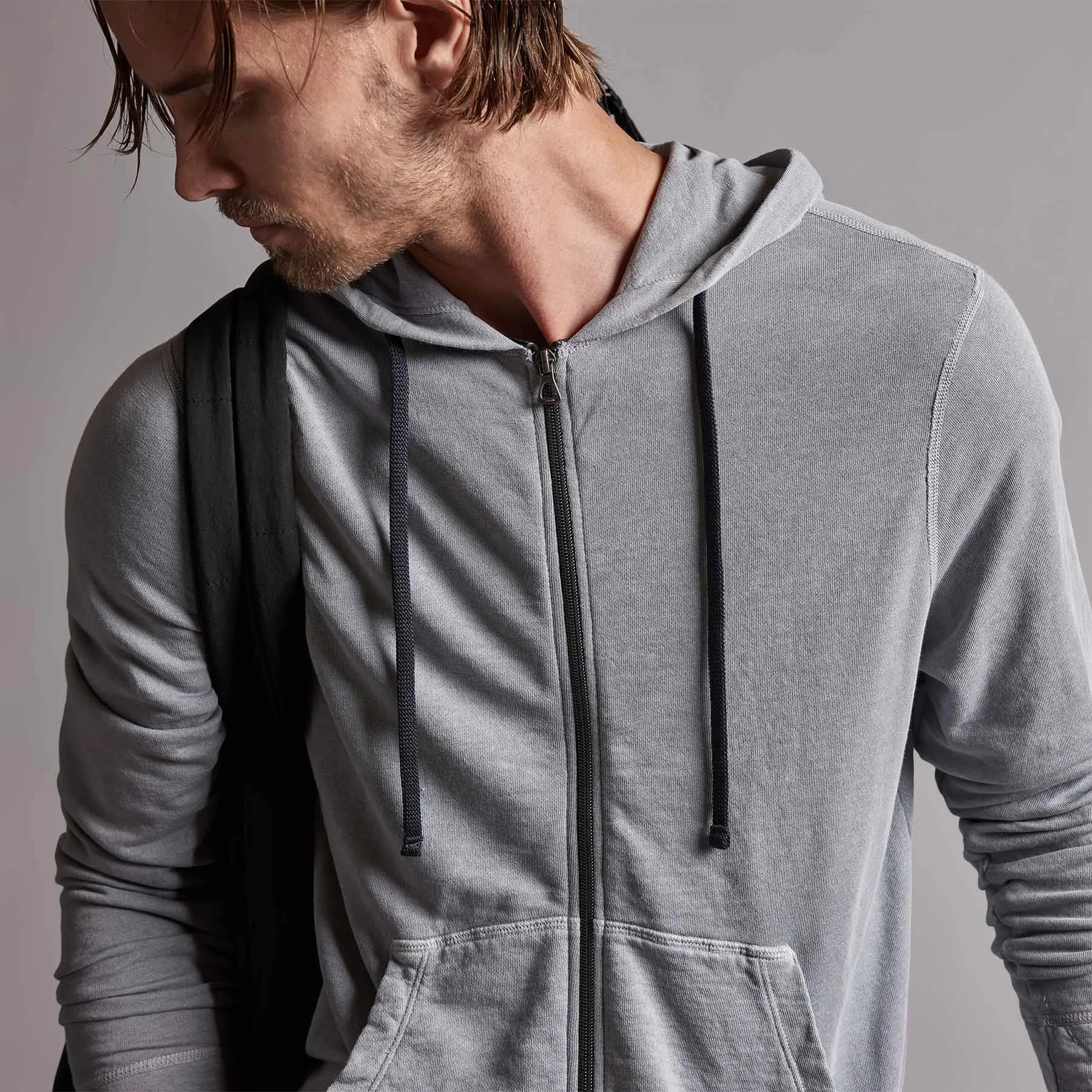 Vintage French Terry Zip Up Hoody - Breeze Pigment