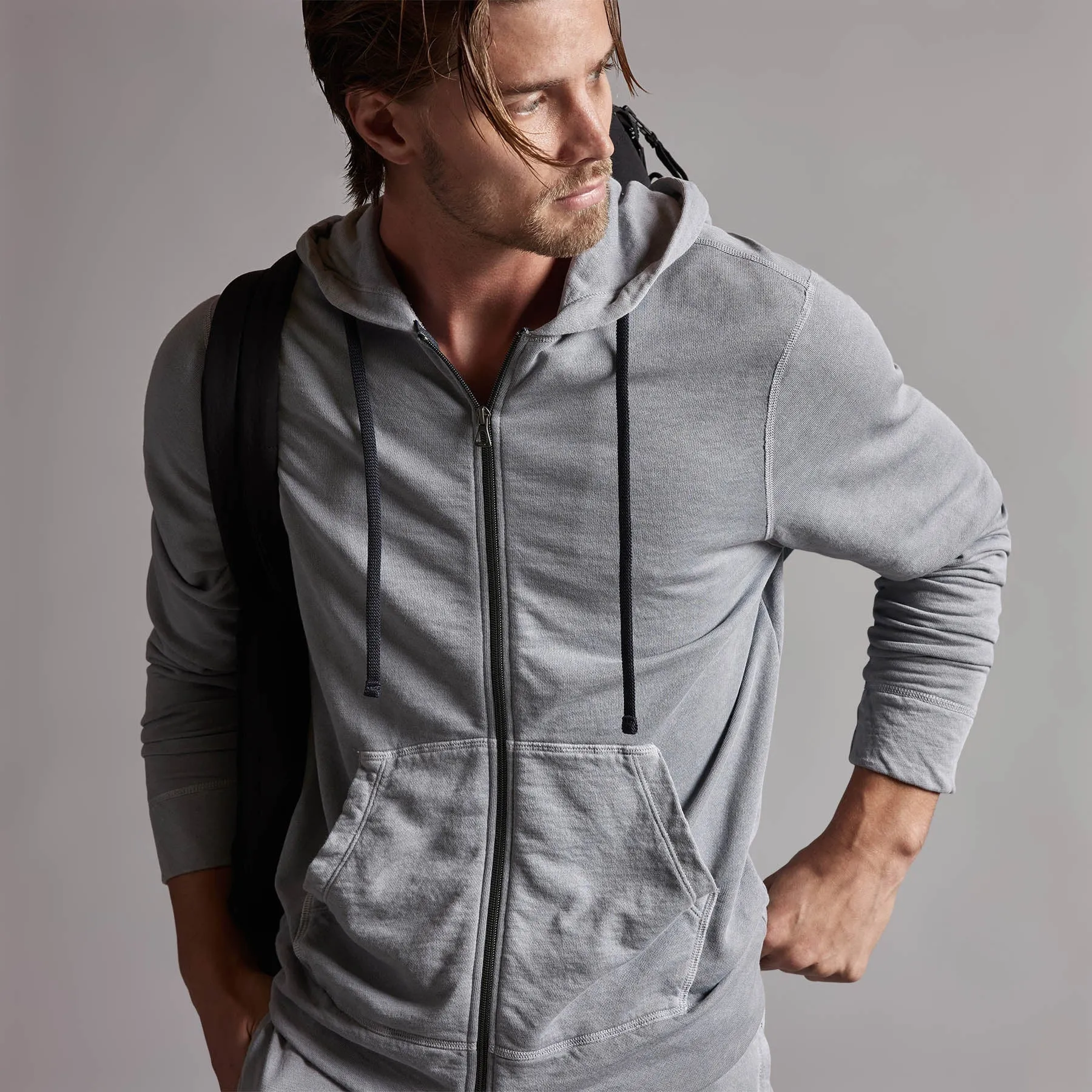 Vintage French Terry Zip Up Hoody - Breeze Pigment
