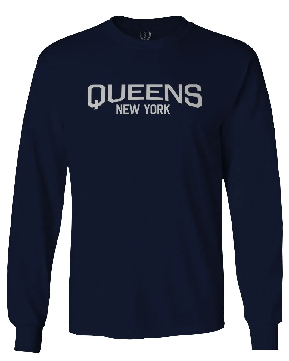 Vintage New York Queens NYC Cool Hipster Street wear mens Long sleeve t shirt