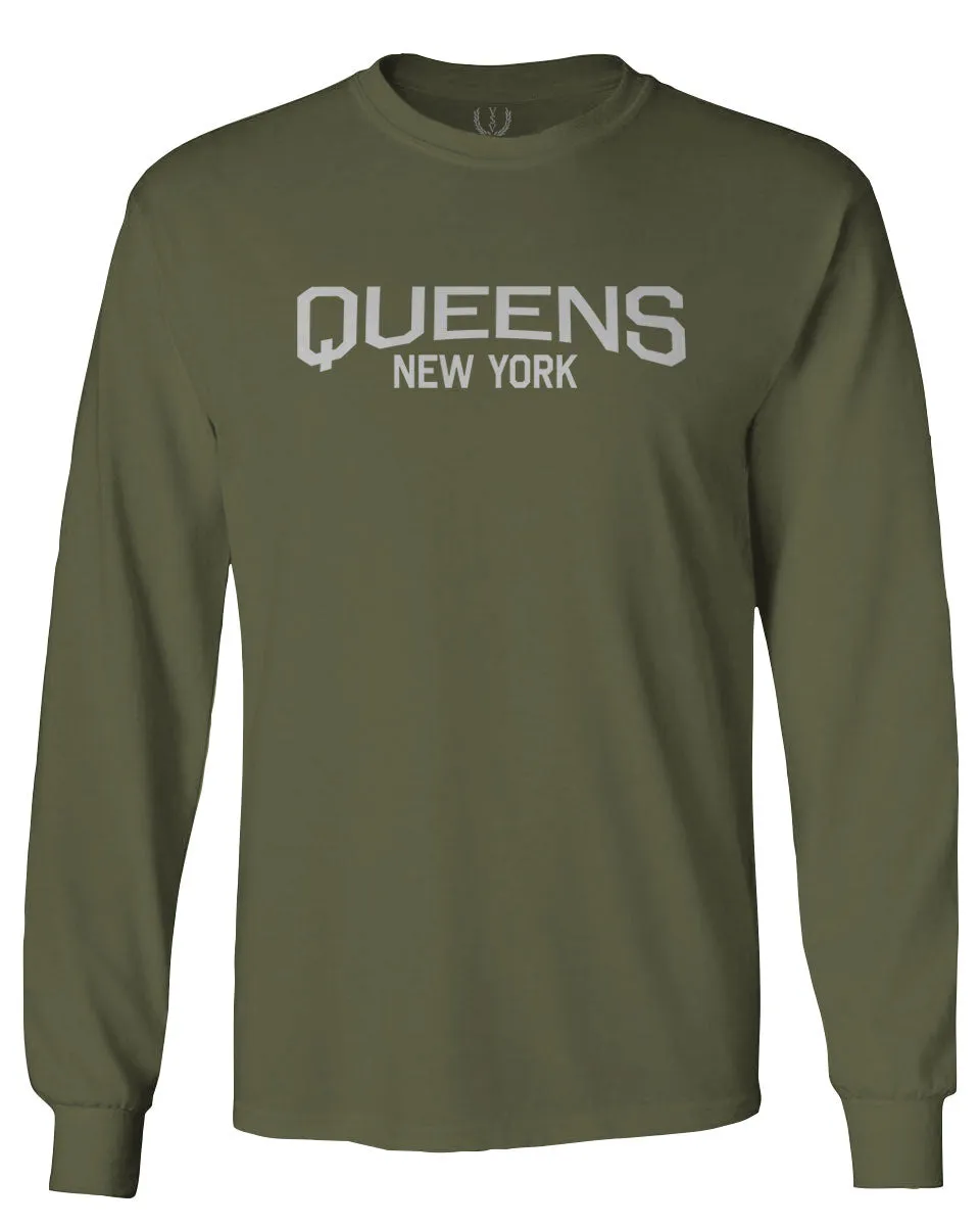 Vintage New York Queens NYC Cool Hipster Street wear mens Long sleeve t shirt