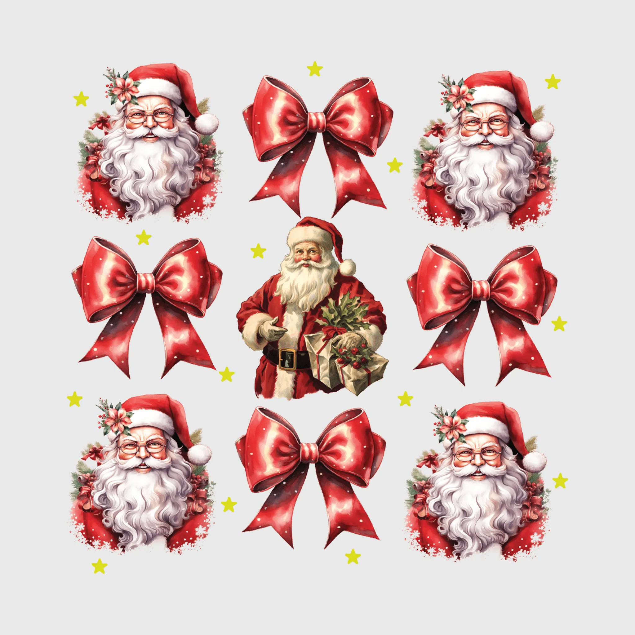 Vintage Santa Christmas Faces Transfer