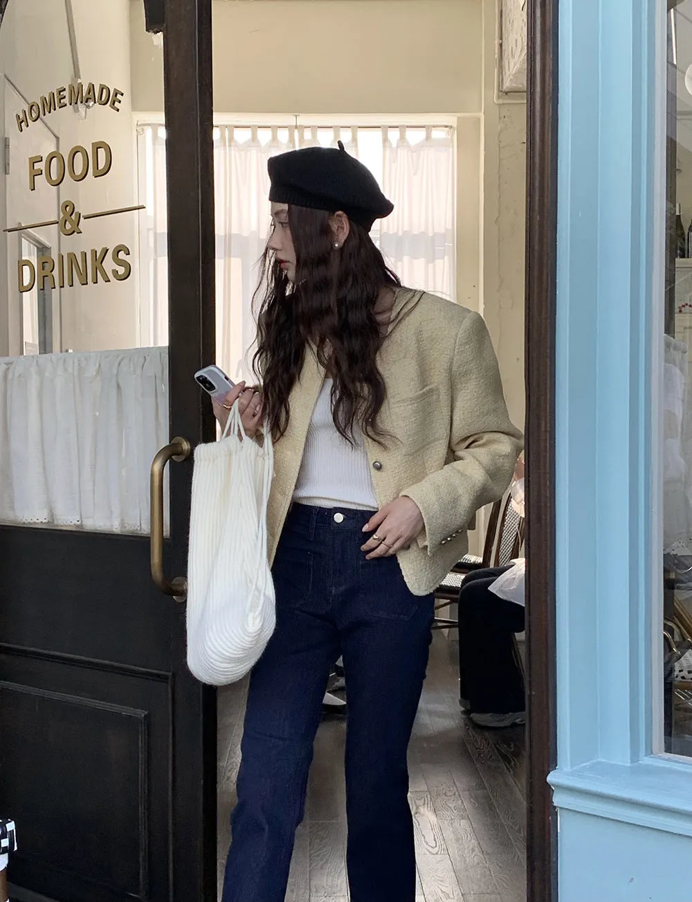 Vintage tweed Wool Single-breasted Suit Jacket
