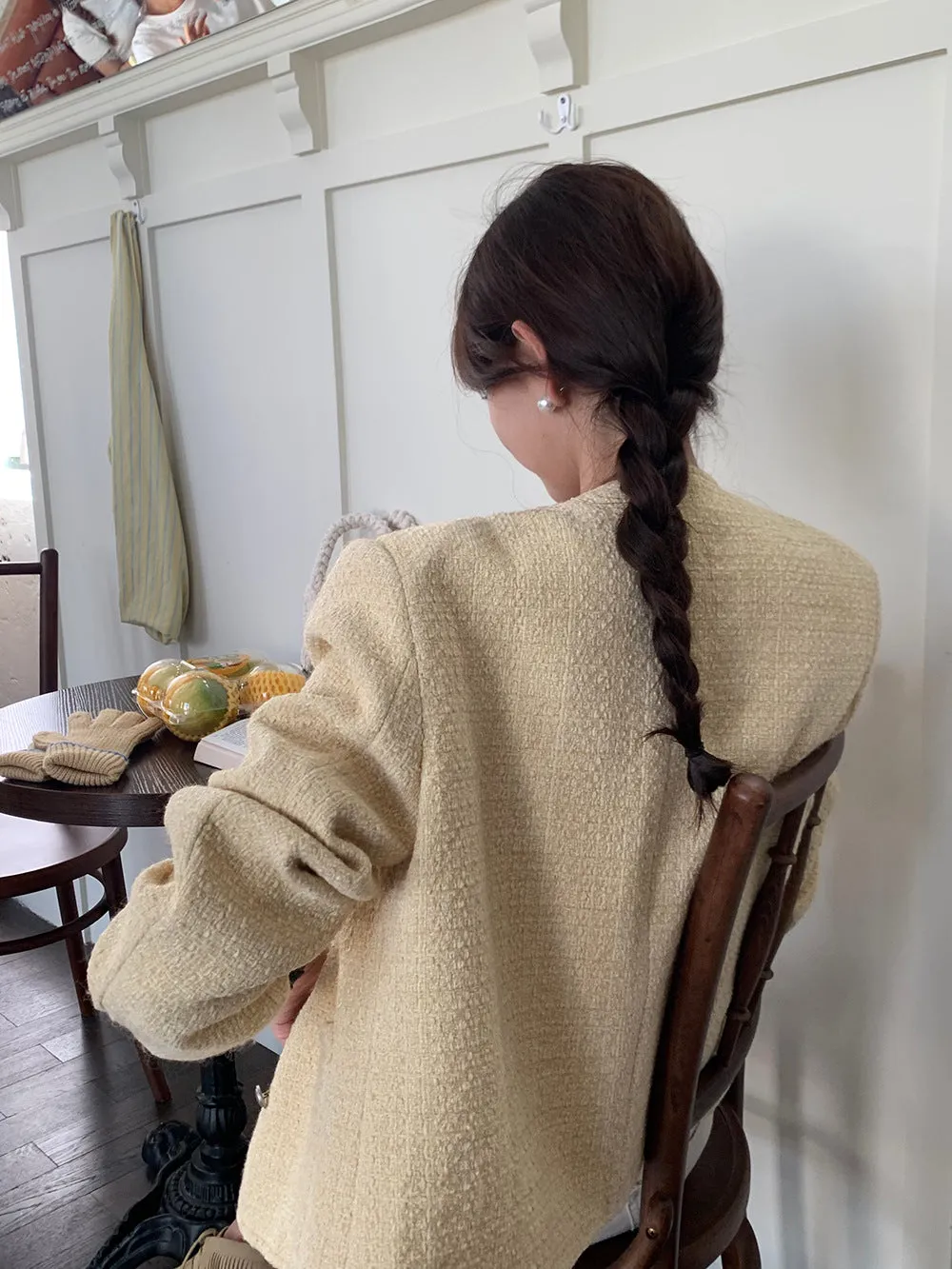 Vintage tweed Wool Single-breasted Suit Jacket