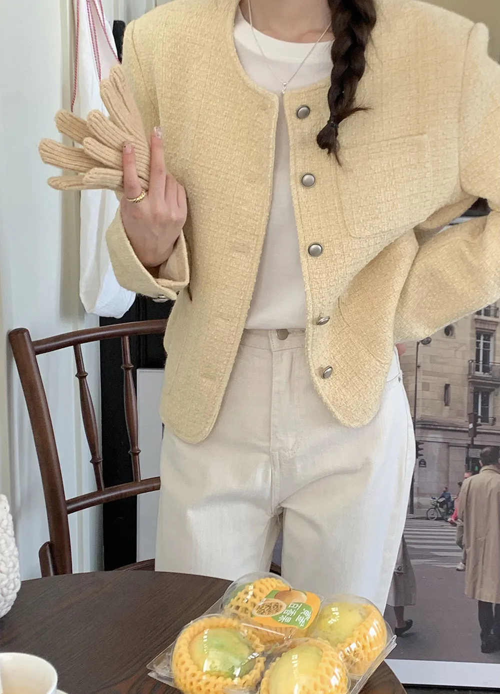 Vintage tweed Wool Single-breasted Suit Jacket