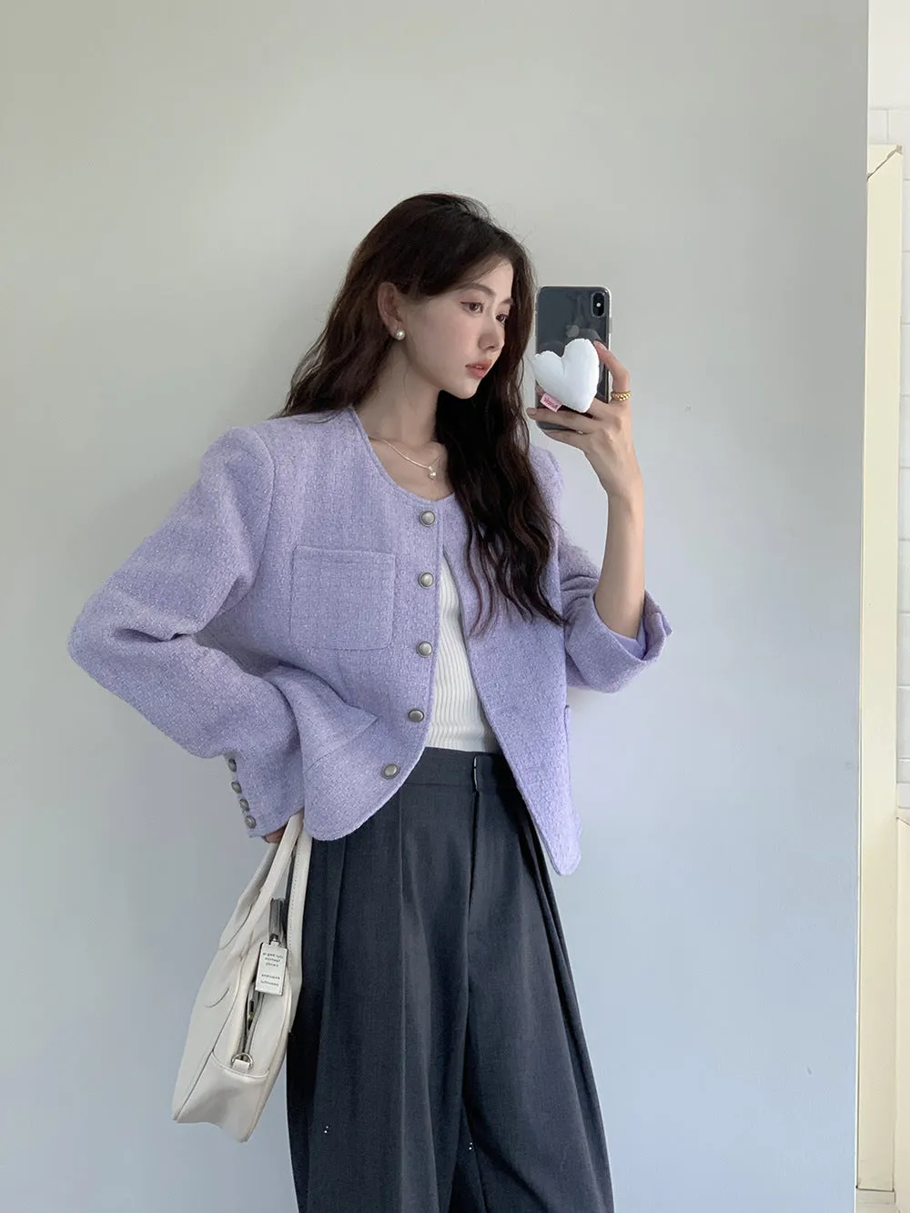 Vintage tweed Wool Single-breasted Suit Jacket