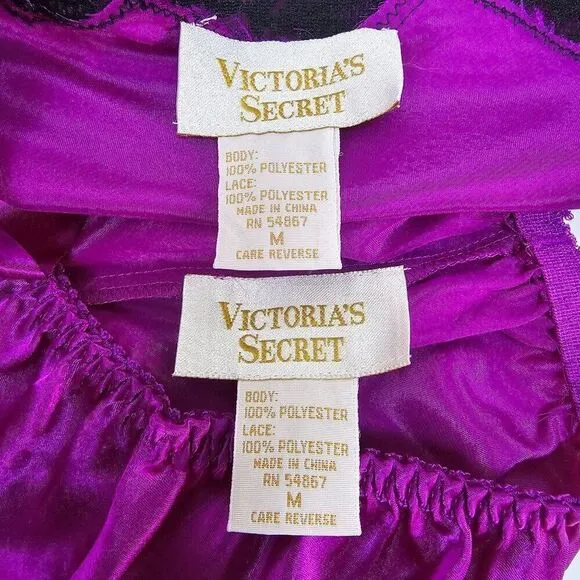 Vintage Victoria's Secret Satin Lace 2 Piece Pajama Shorts Cami Set M Gold Label