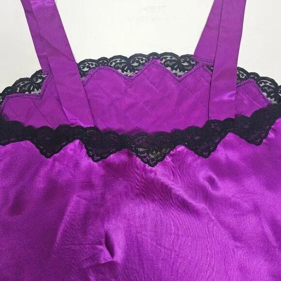 Vintage Victoria's Secret Satin Lace 2 Piece Pajama Shorts Cami Set M Gold Label